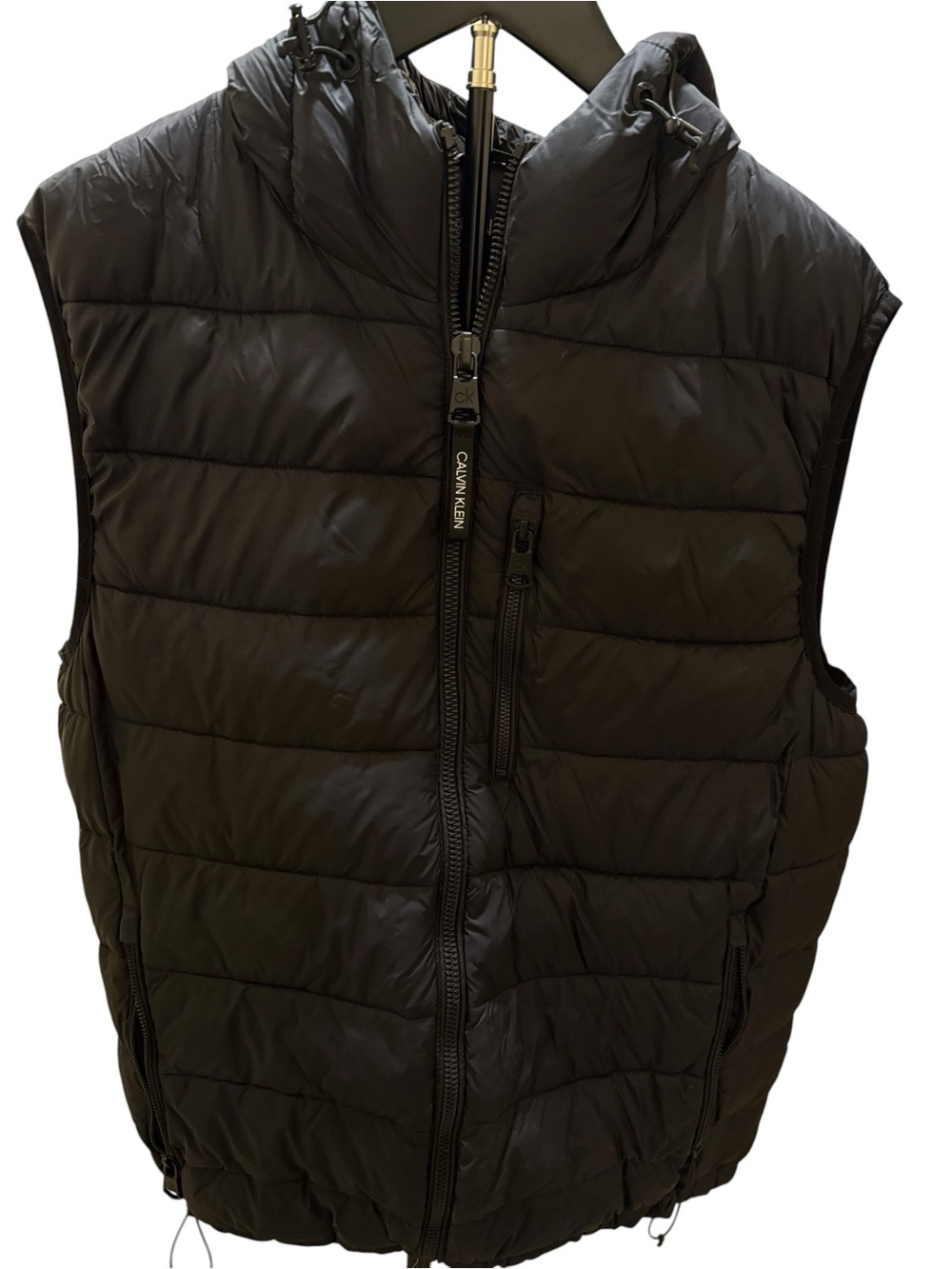Calvin Klein Black Quilted Hooded Puffer Vest - Men's